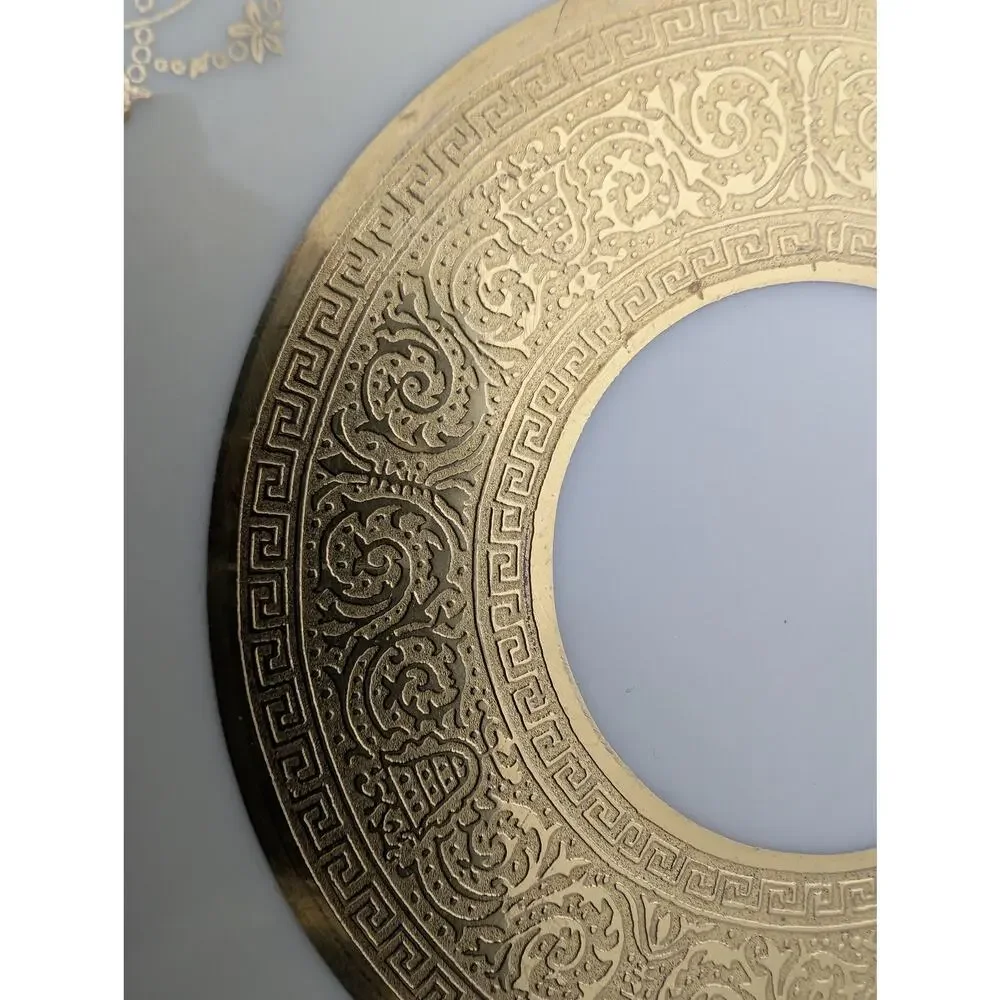 Rare Limoges Maroon 22kt Gold Encrusted Swags And Royal Garlands Dinner Plate